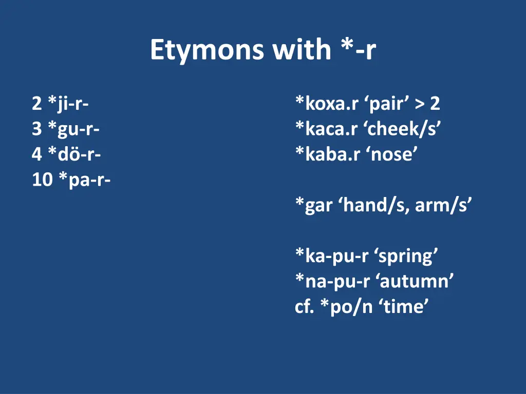 etymons with r