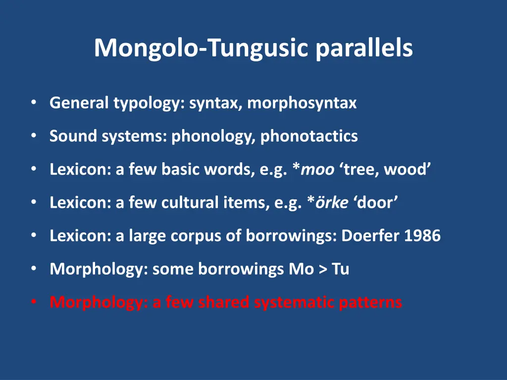 mongolo tungusic parallels