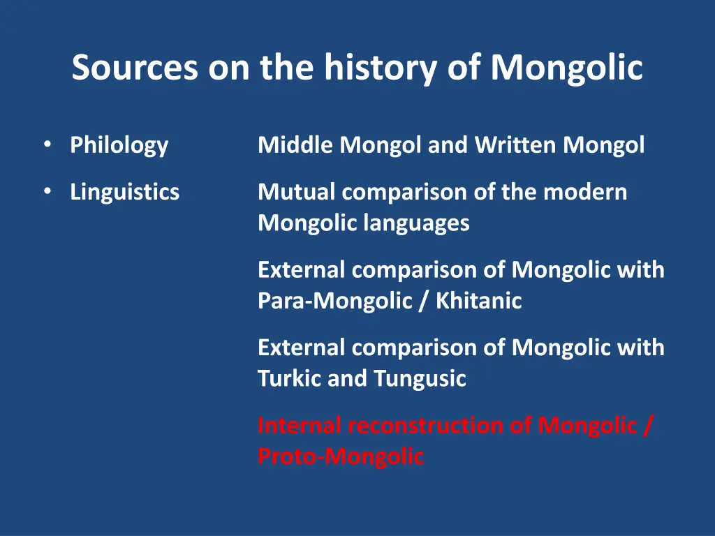 sources on the history of mongolic