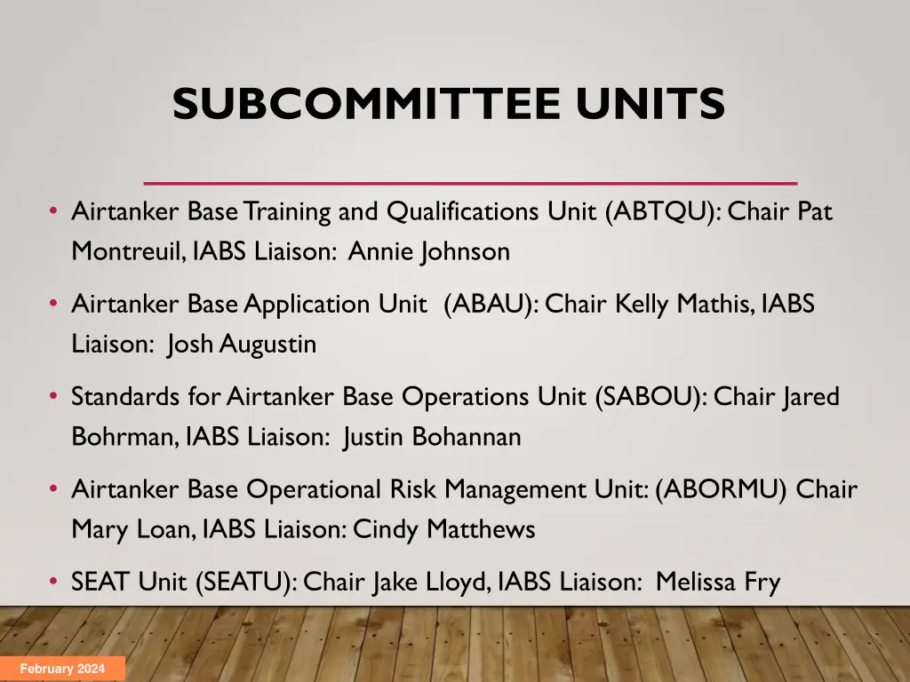 subcommittee units