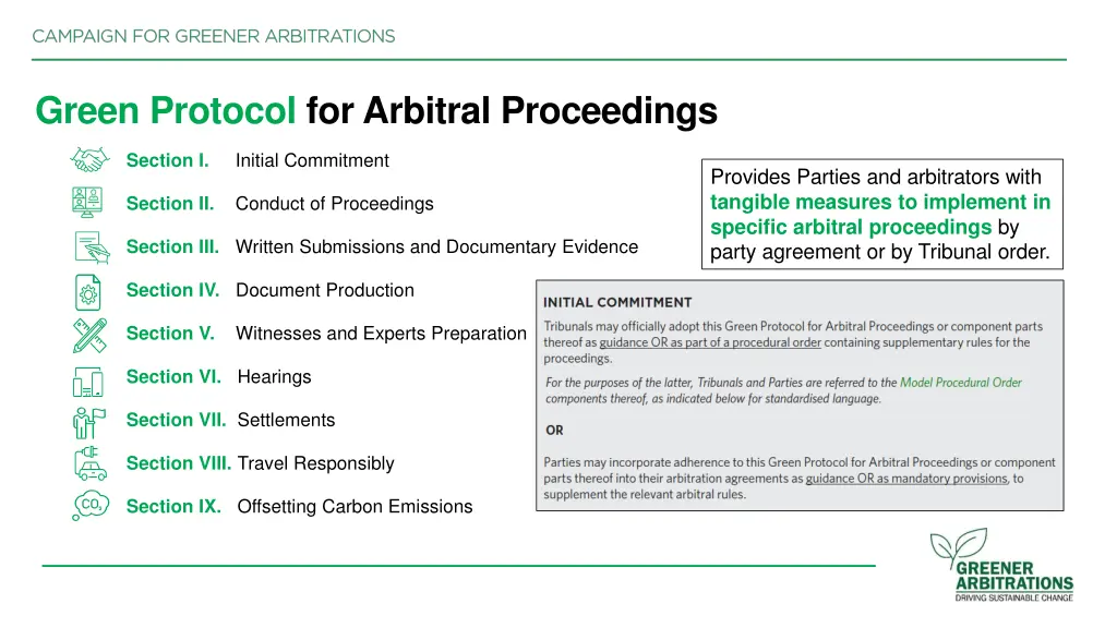 green protocol for arbitral proceedings