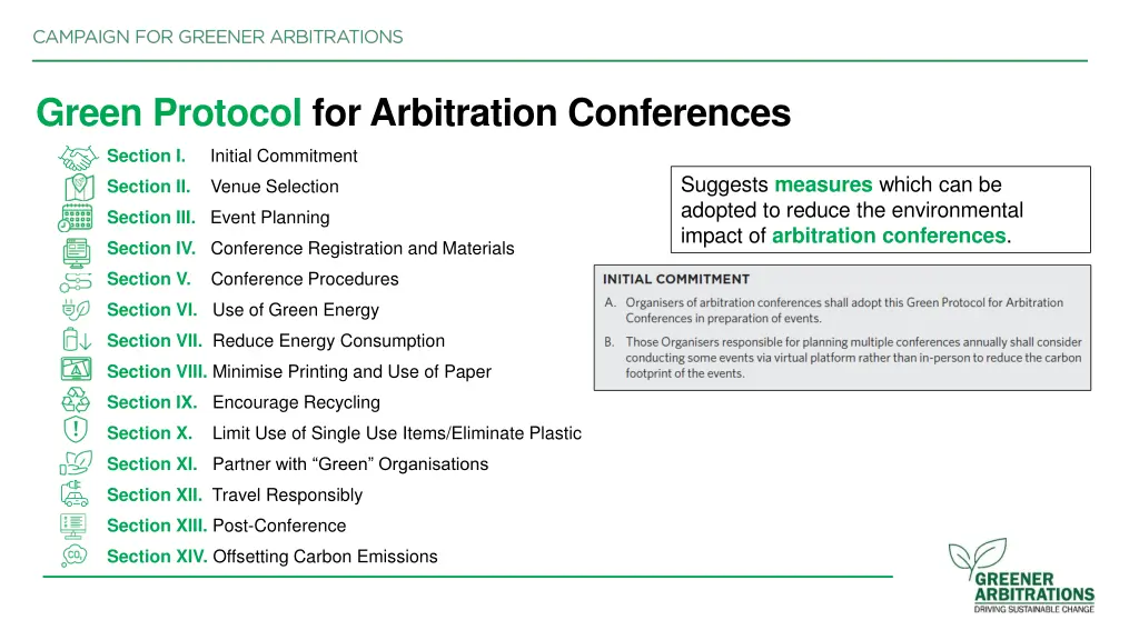 green protocol for arbitration conferences