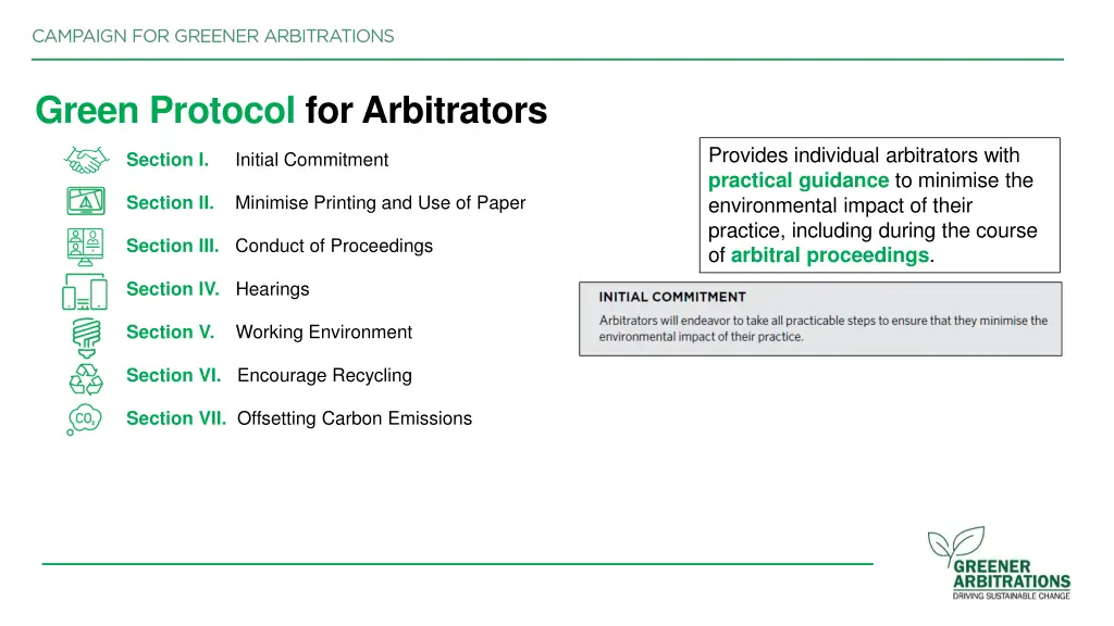 green protocol for arbitrators