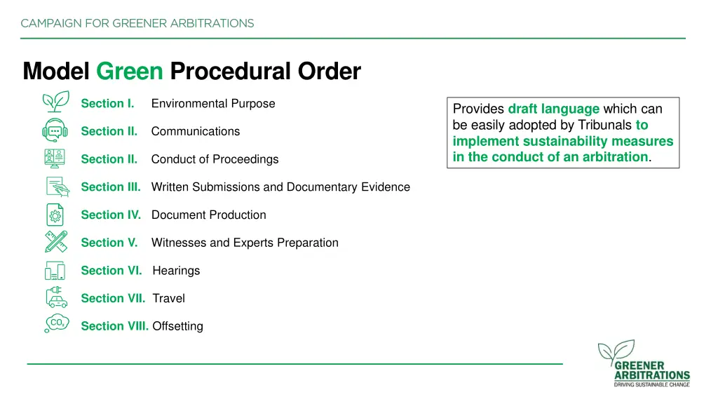 model green procedural order