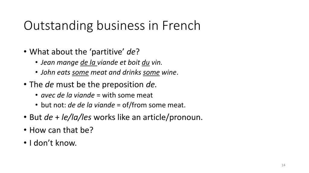 outstanding business in french