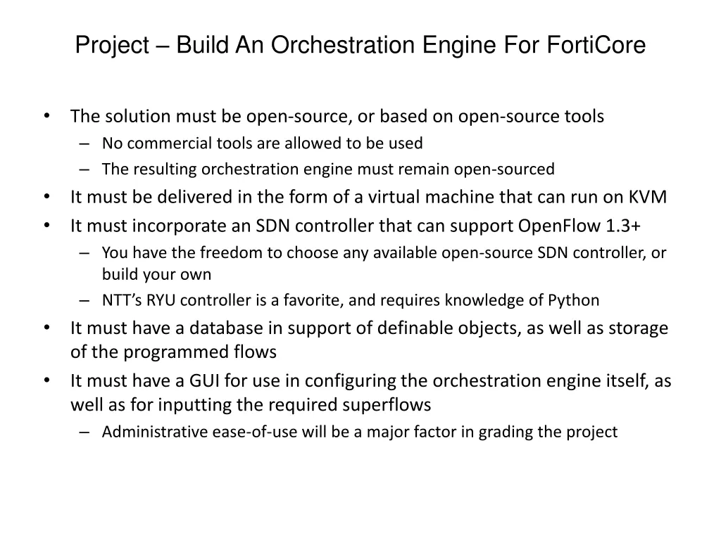 project build an orchestration engine