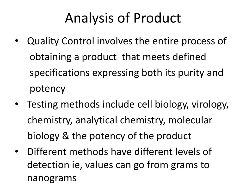 analysis of product