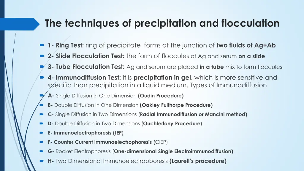 the techniques of precipitation and flocculation