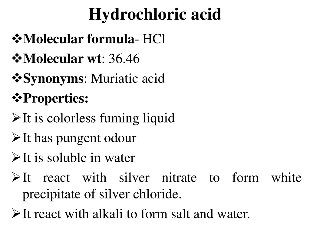 hydrochloric acid