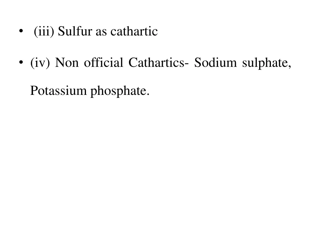 iii sulfur as cathartic