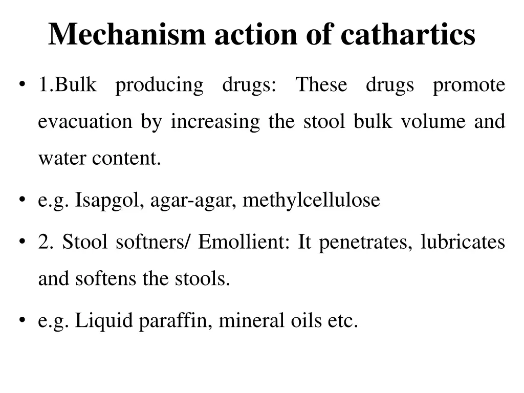 mechanism action of cathartics