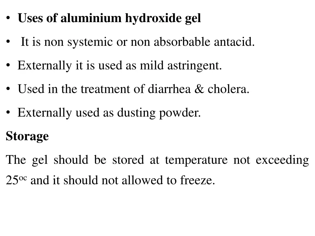 uses of aluminium hydroxide gel