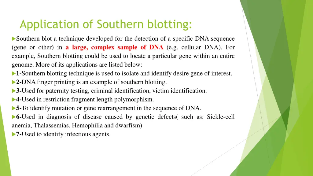 application of southern blotting