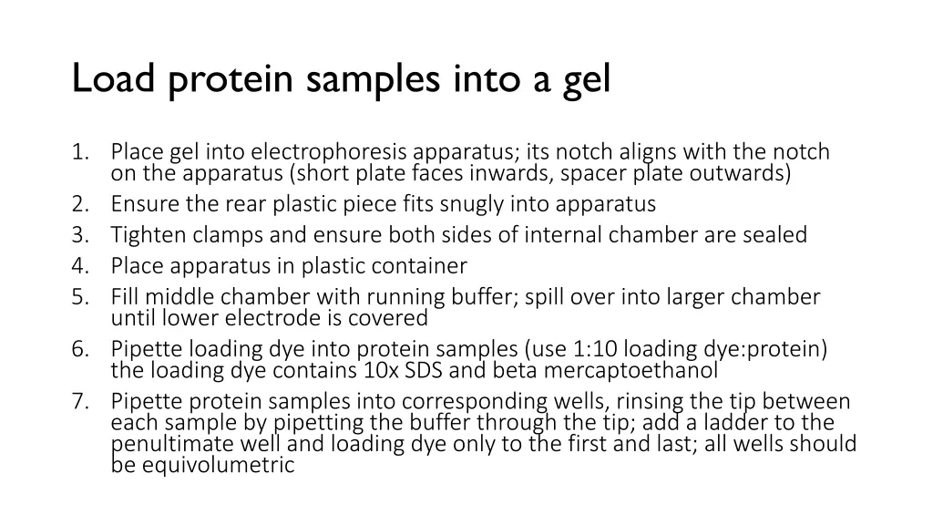 load protein samples into a gel