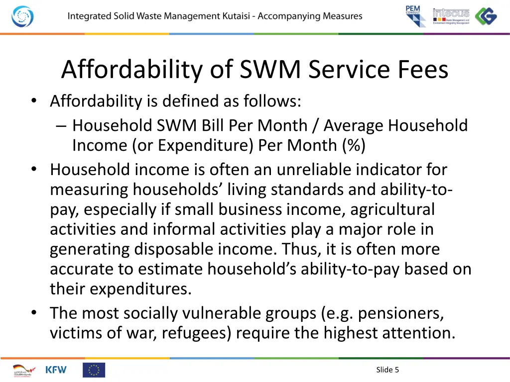 affordability of swm service fees affordability