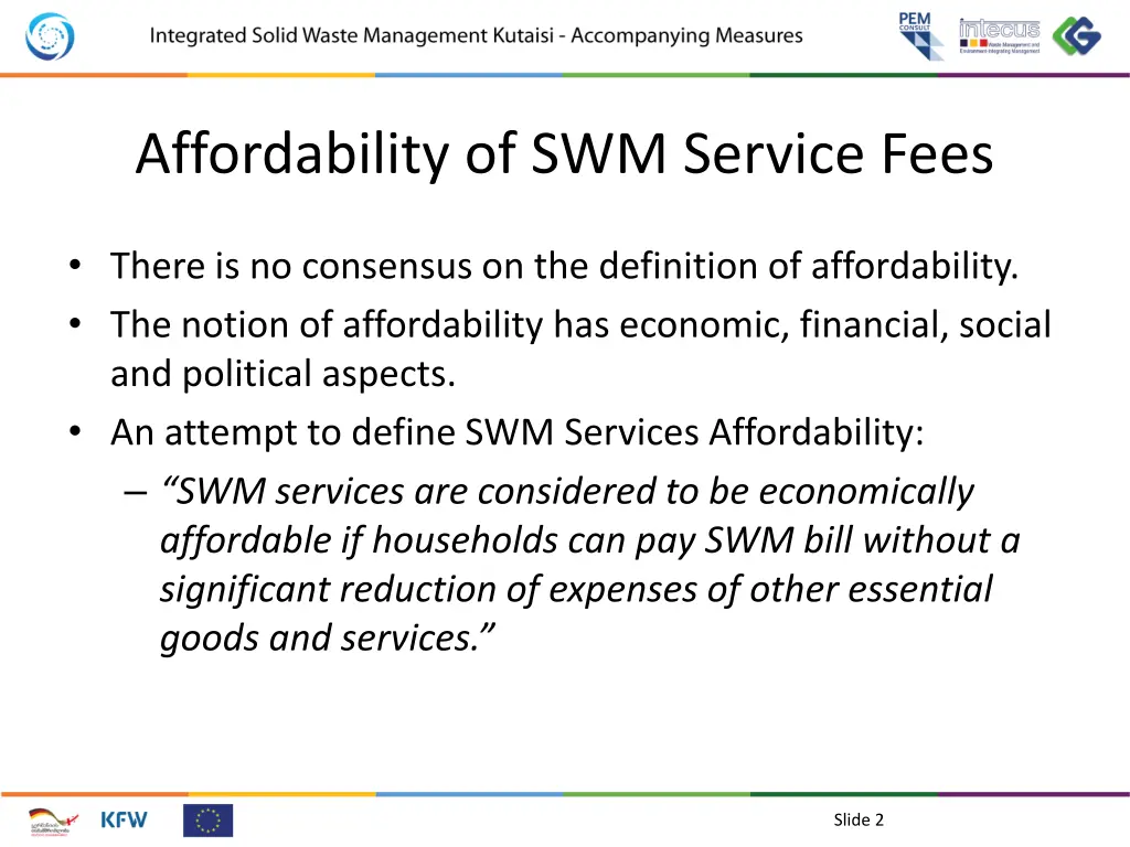 affordability of swm service fees