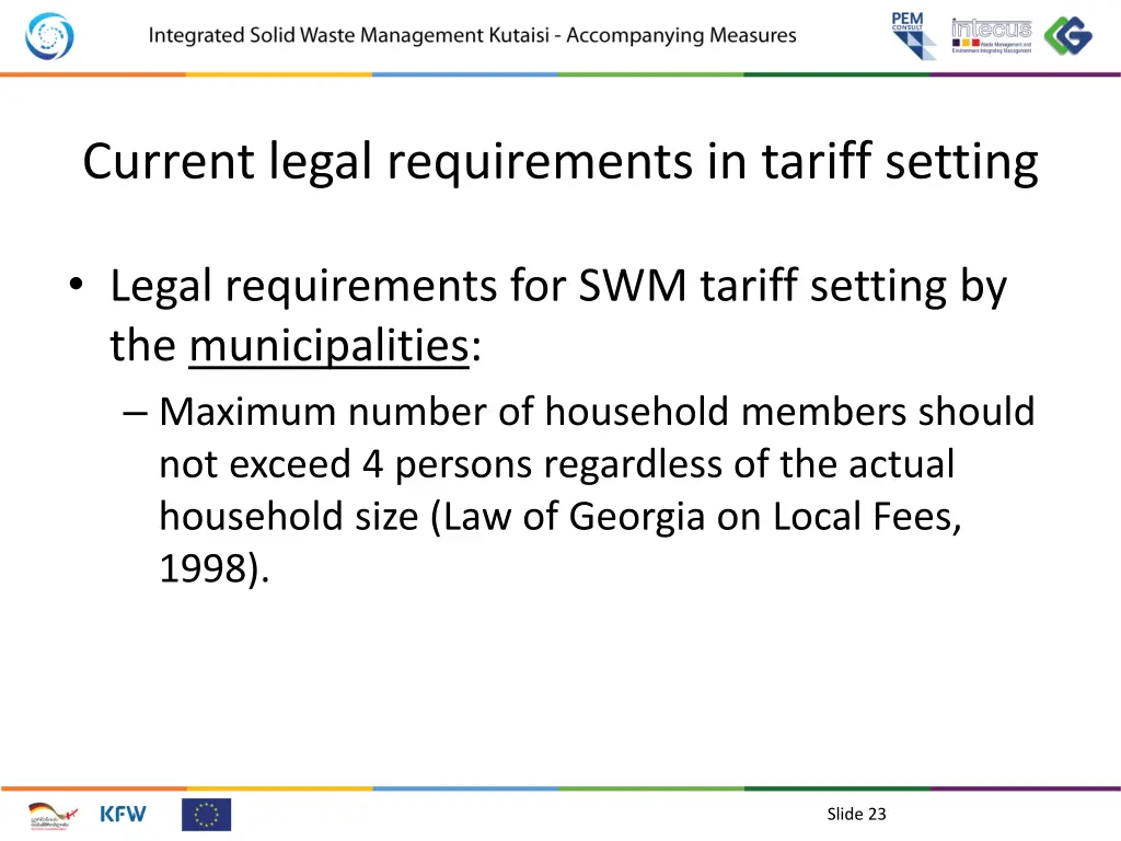 current legal requirements in tariff setting 1