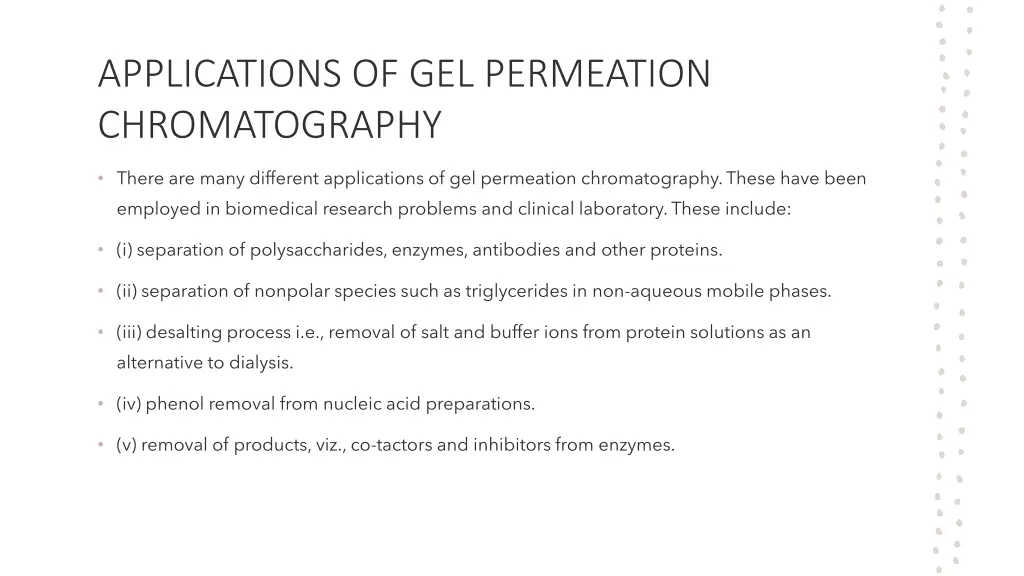 applications of gel permeation chromatography