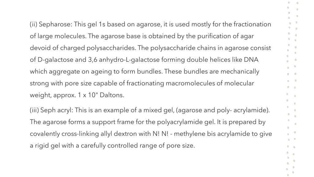 ii sepharose this gel 1s based on agarose