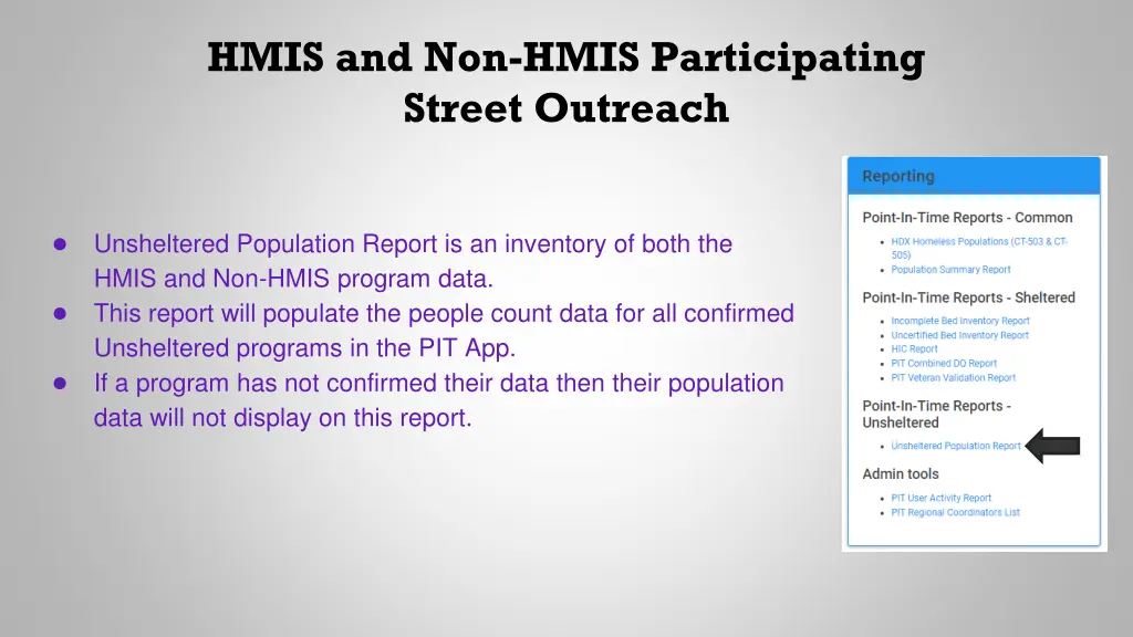 hmis and non hmis participating street outreach