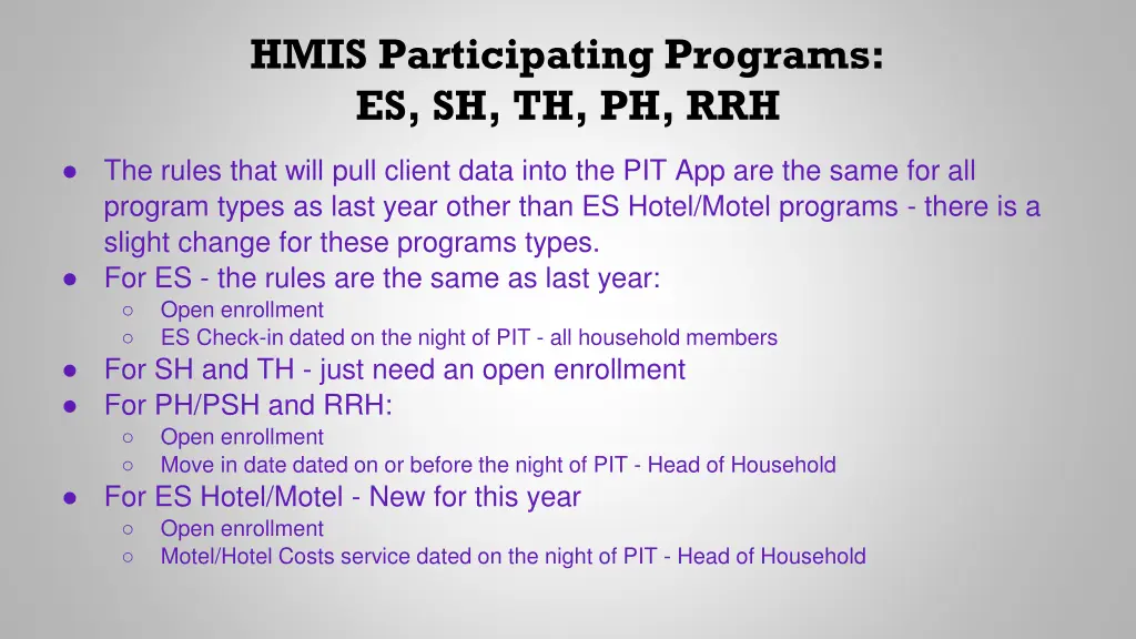 hmis participating programs es sh th ph rrh 1