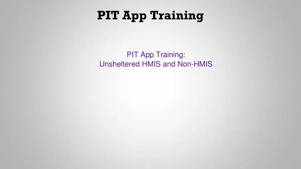 pit app training 1