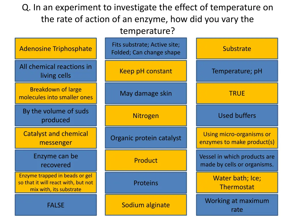 q in an experiment to investigate the effect