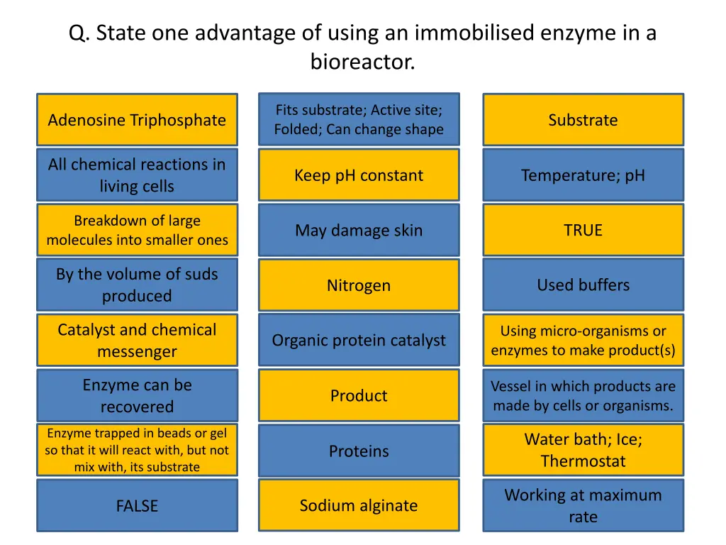 q state one advantage of using an immobilised