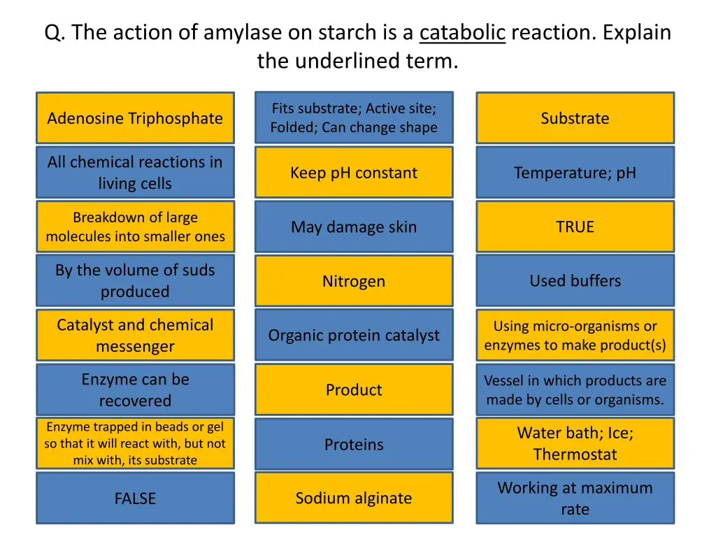 q the action of amylase on starch is a catabolic