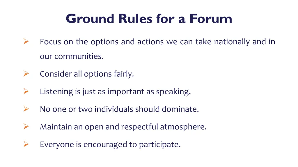 ground rules for a forum