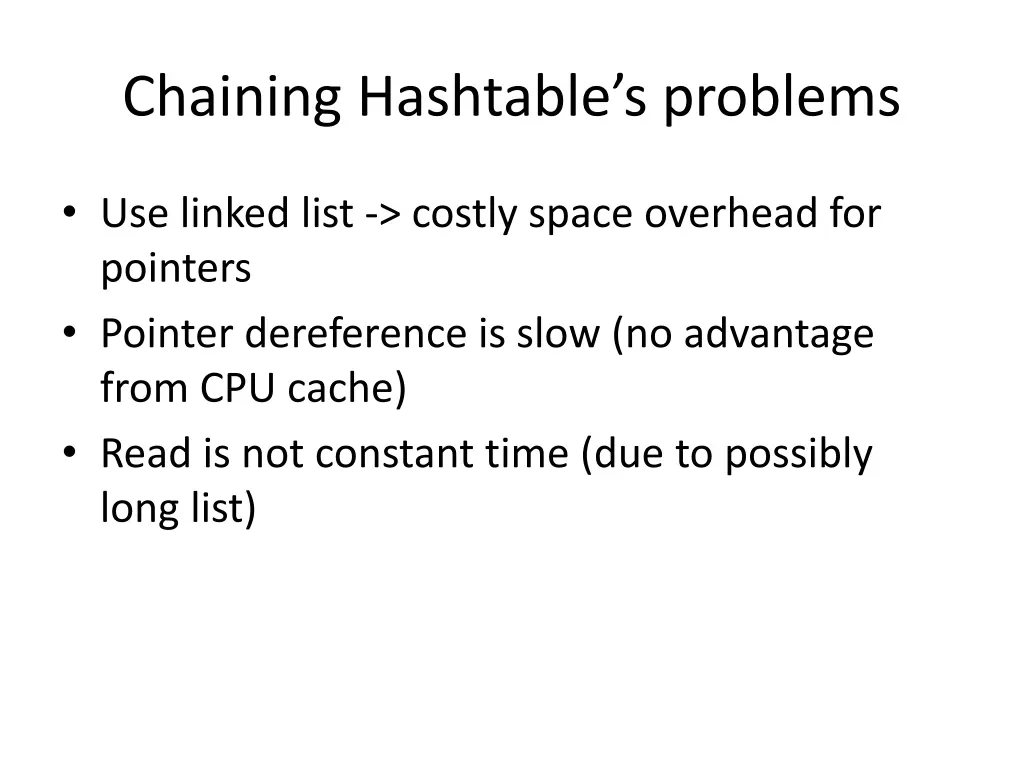 chaining hashtable s problems