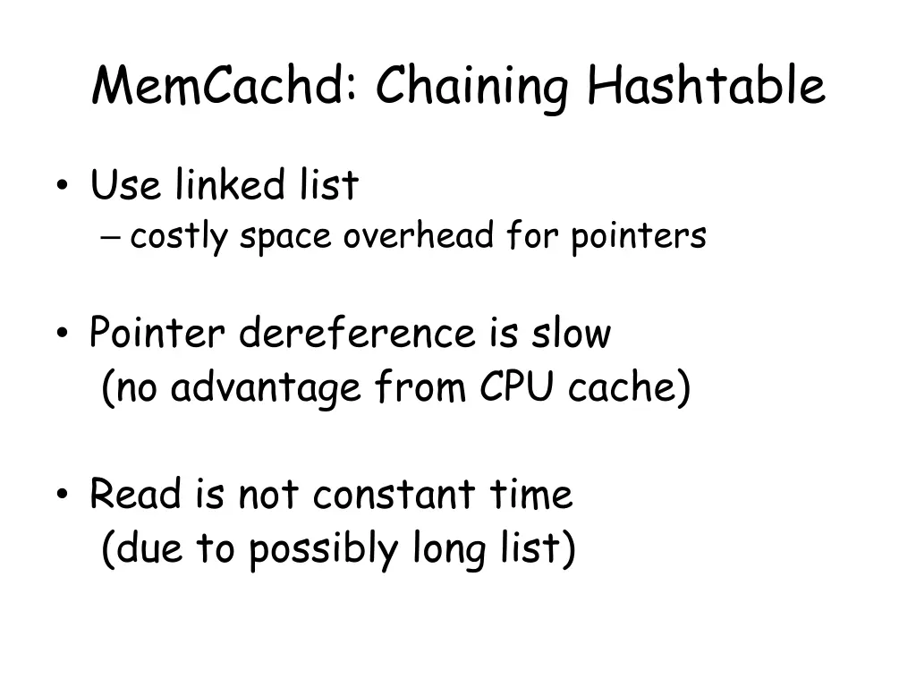 memcachd chaining hashtable