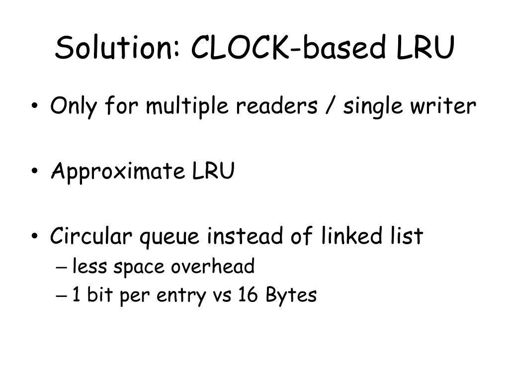 solution clock based lru