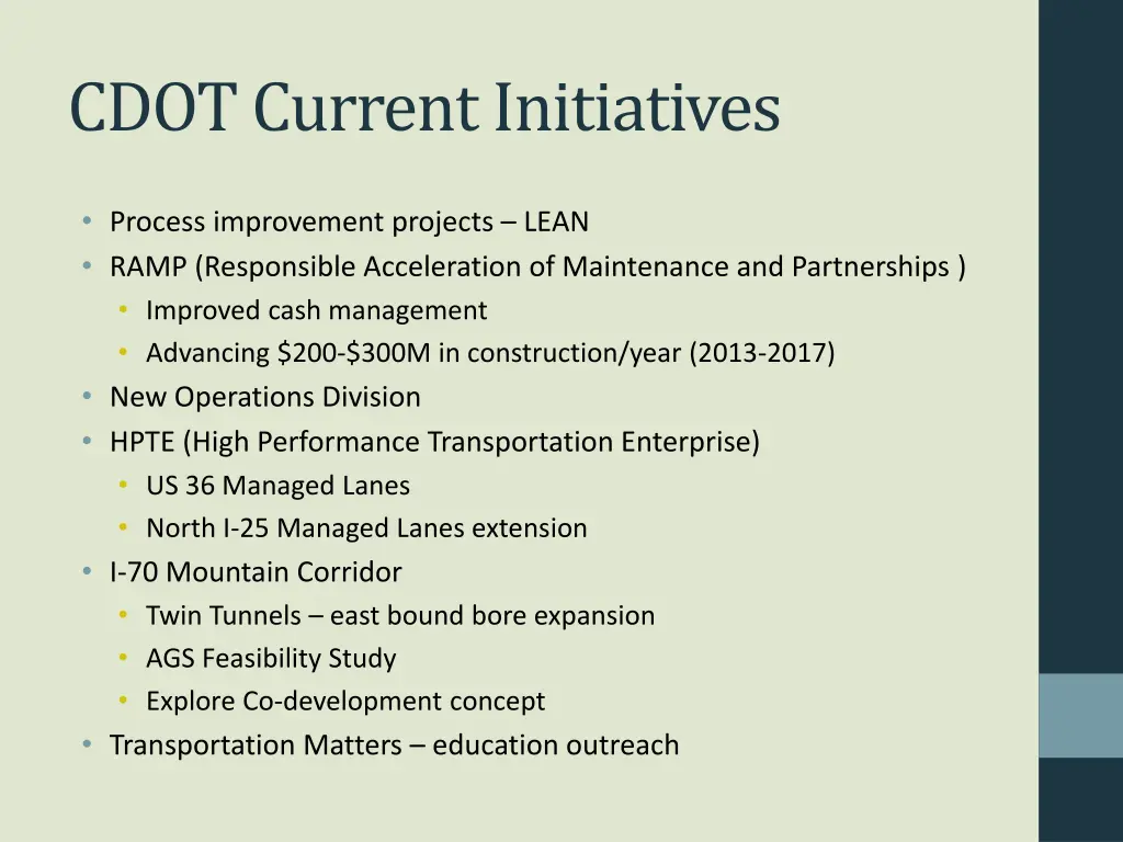 cdot current initiatives