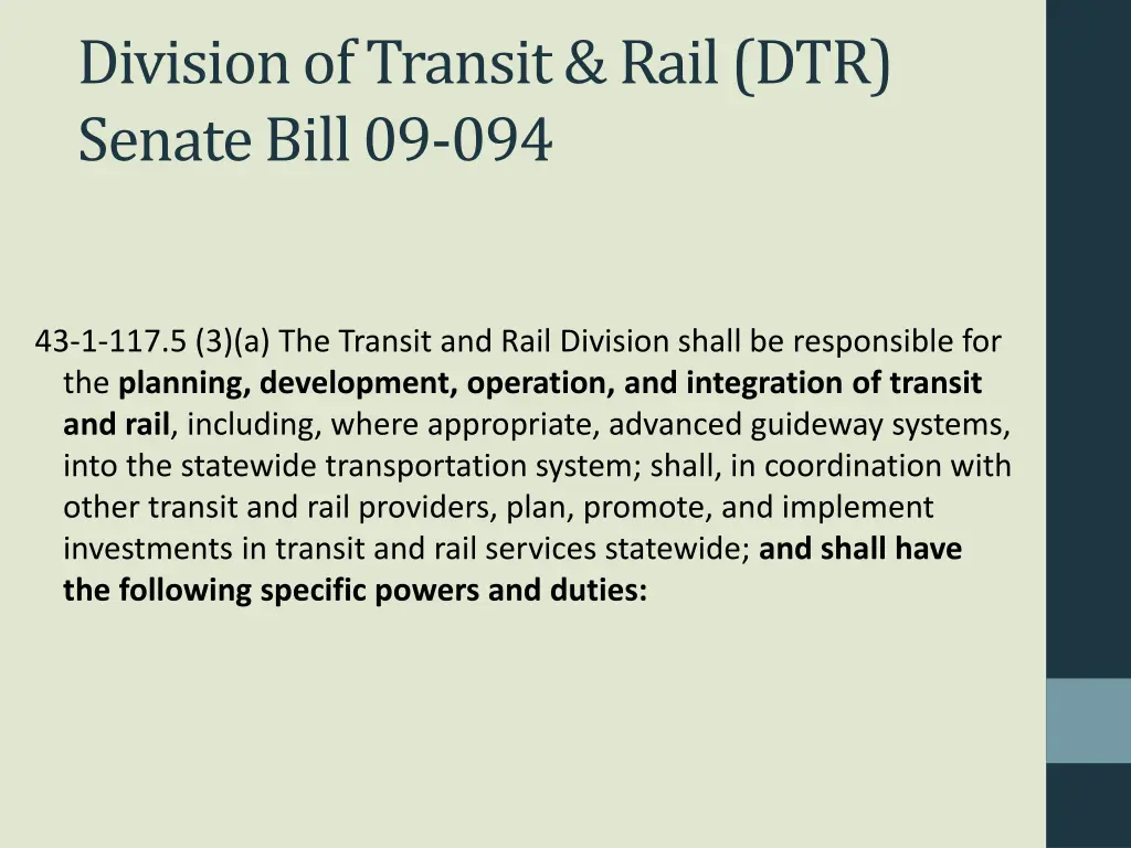 division of transit rail dtr senate bill 09 094