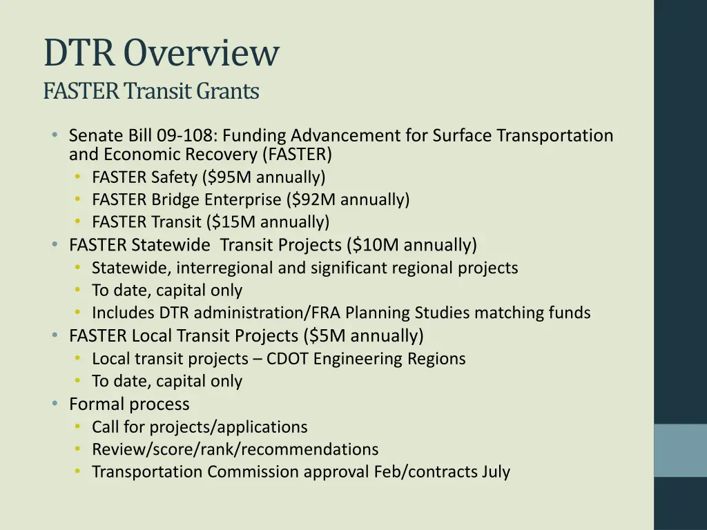 dtr overview faster transit grants