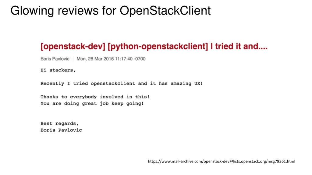 glowing reviews for openstackclient 1