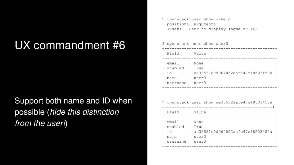 openstack user show help positional arguments