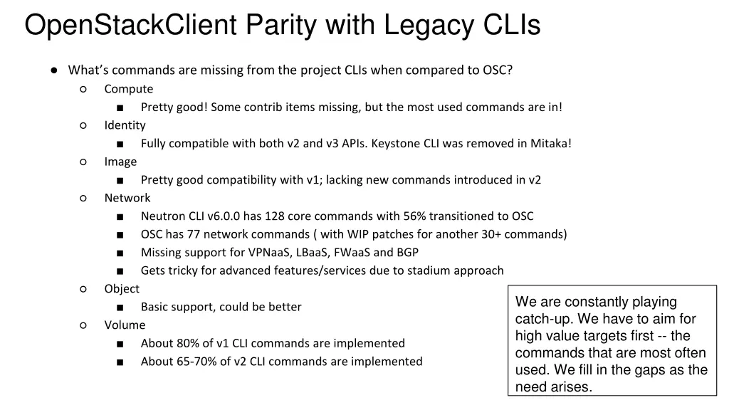 openstackclient parity with legacy clis 1