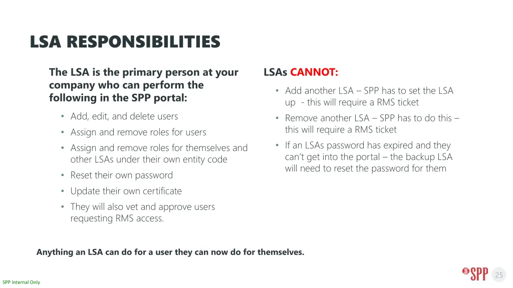 lsa responsibilities