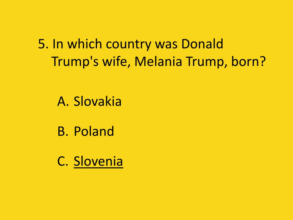 5 in which country was donald trump s wife