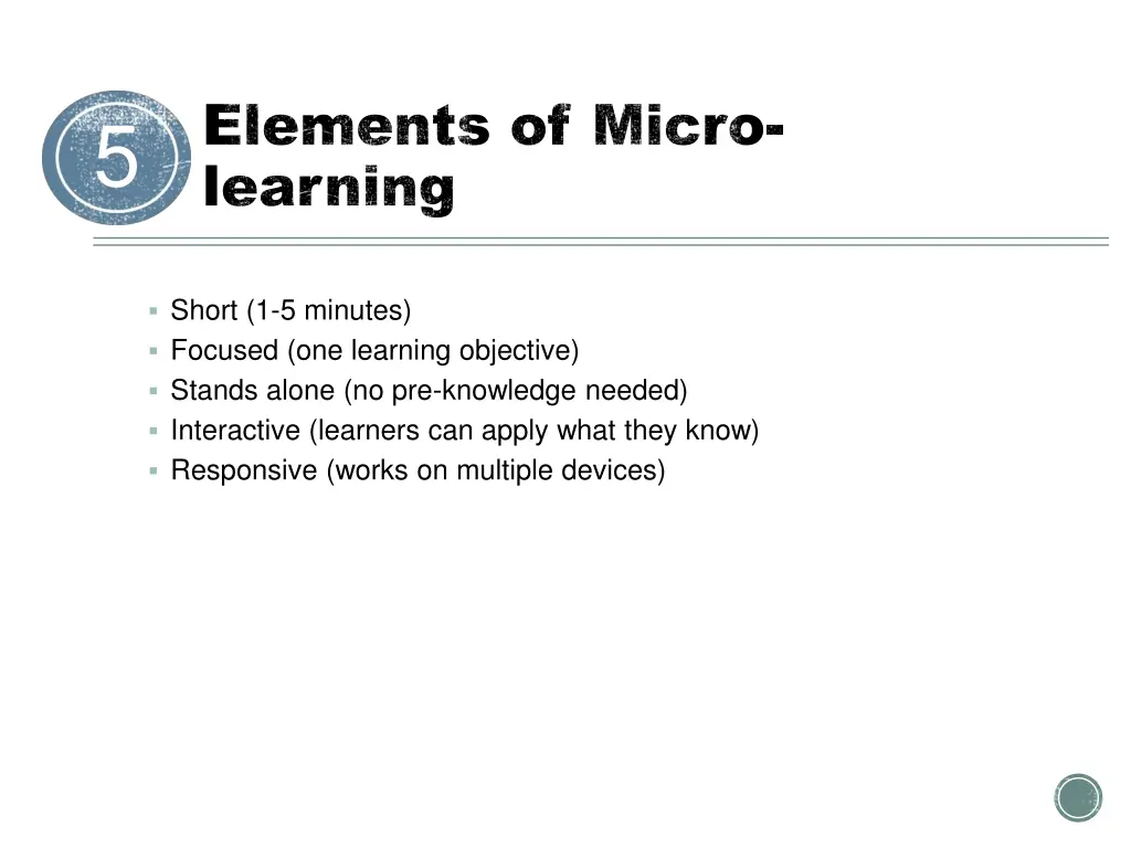 elements of micro elements of micro learning