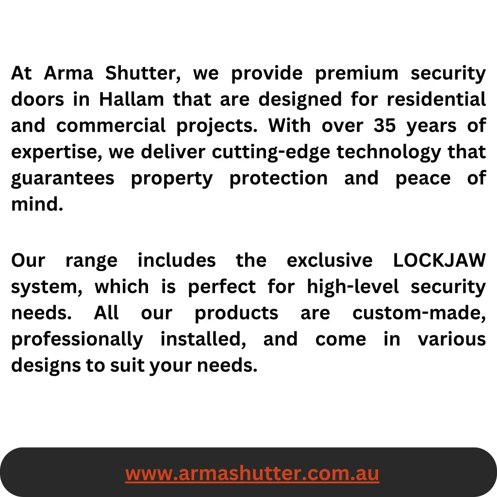 at arma shutter we provide premium security doors