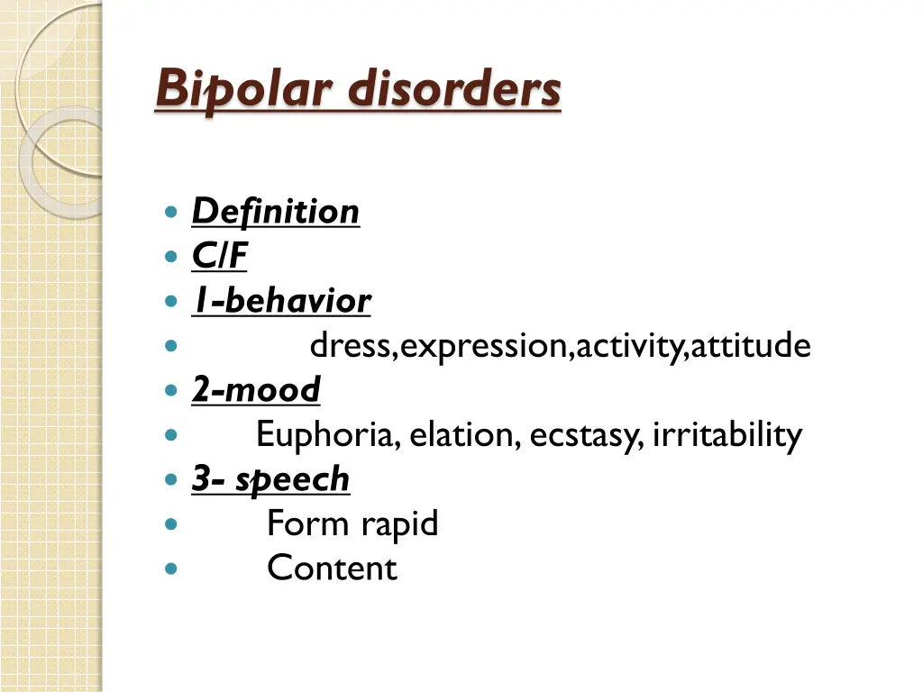 bipolar disorders 1