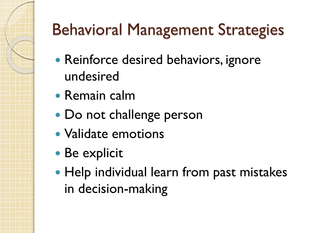 behavioral management strategies