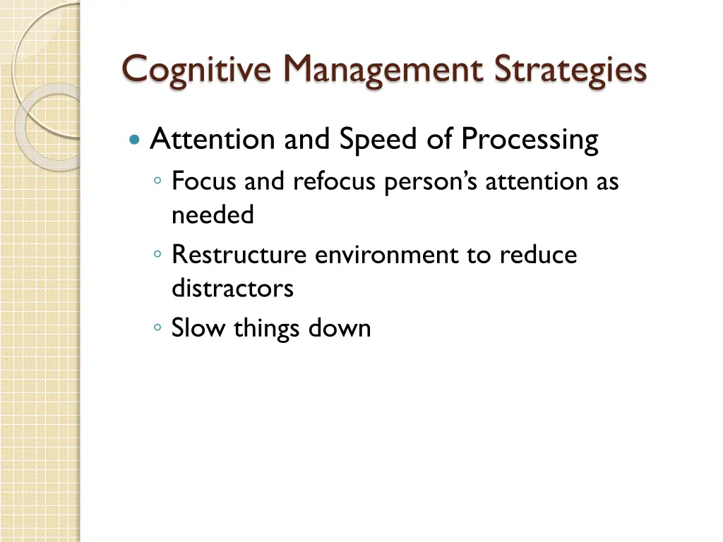 cognitive management strategies