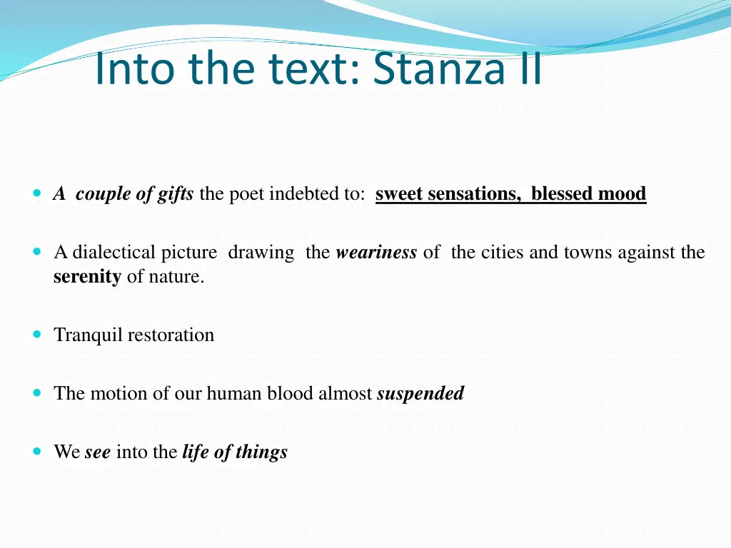 into the text stanza ii