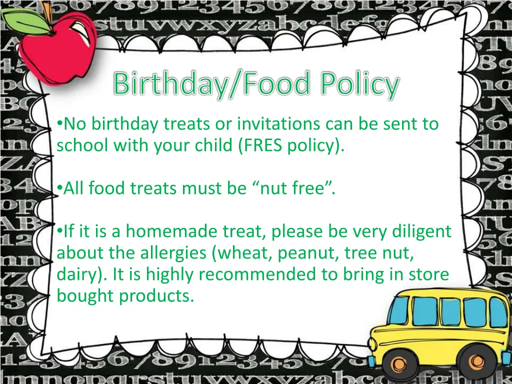 birthday food policy no birthday treats