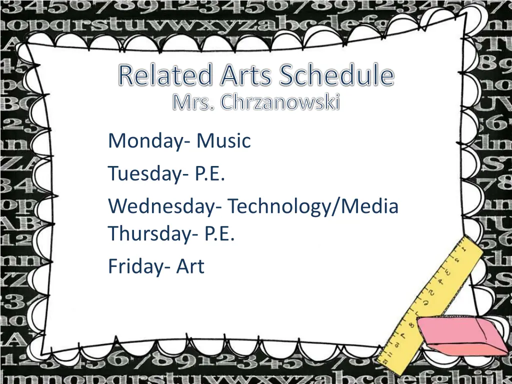 related arts schedule mrs chrzanowski