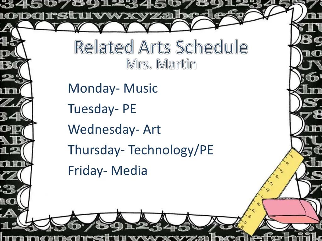 related arts schedule mrs martin